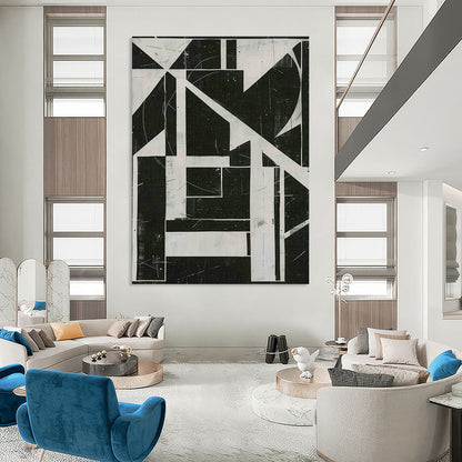 Black - White Geometric Abstract Art for Office & Living Room DLZ0406