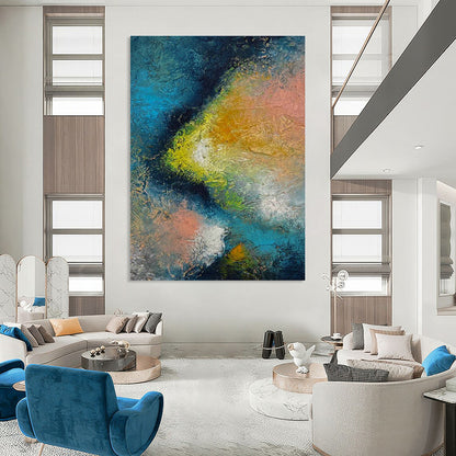 Blue - Pink - Orange Abstract Art for Rooftop Bar Relaxation Spots DLZ0057