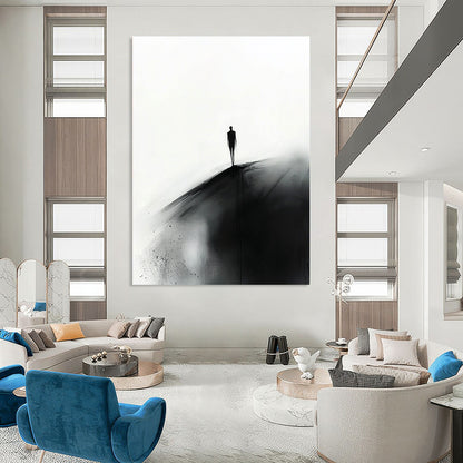 Silhouette on a Hill in Black and White Art for Serene Meditation Room & Abstract Art Exhibition STSC1349