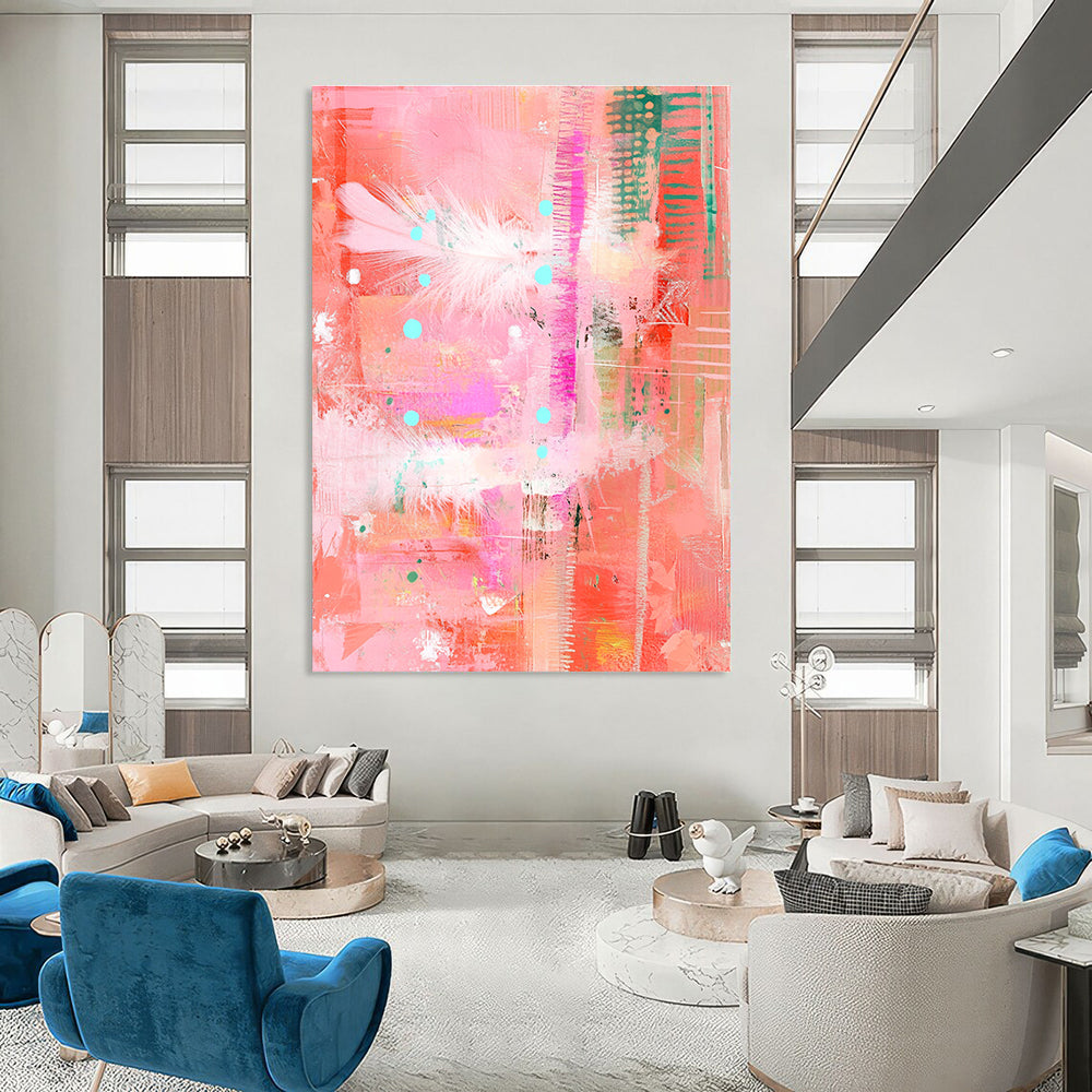 Pink Feather Abstract for Girly - Chic Home Office & Vibrant Art Café STSC455