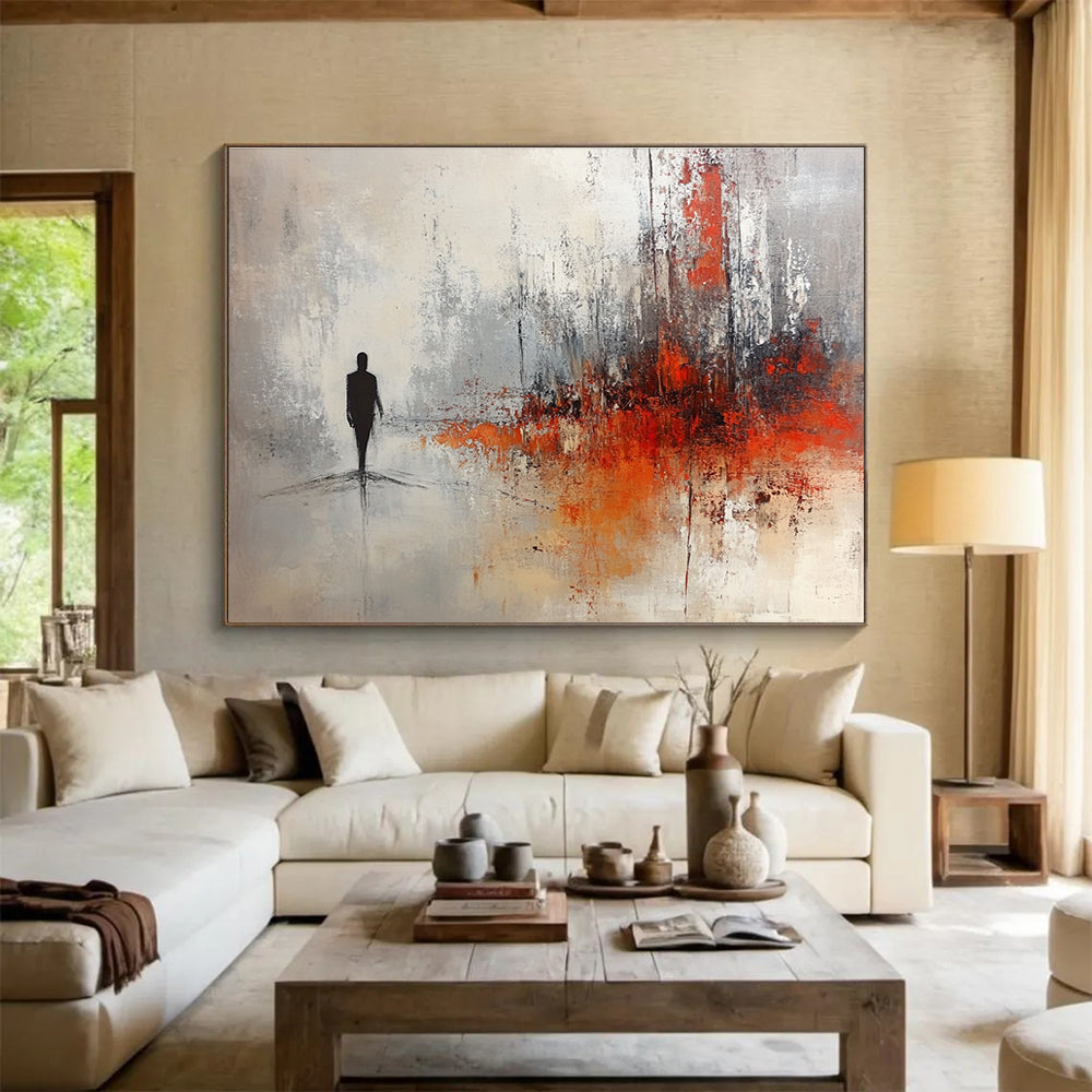 Silhouette in Abstract Landscape Art for Philosophical Library & Contemplative Space SC258