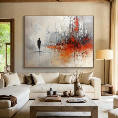 Silhouette in Abstract Landscape Art for Philosophical Library & Contemplative Space SC258
