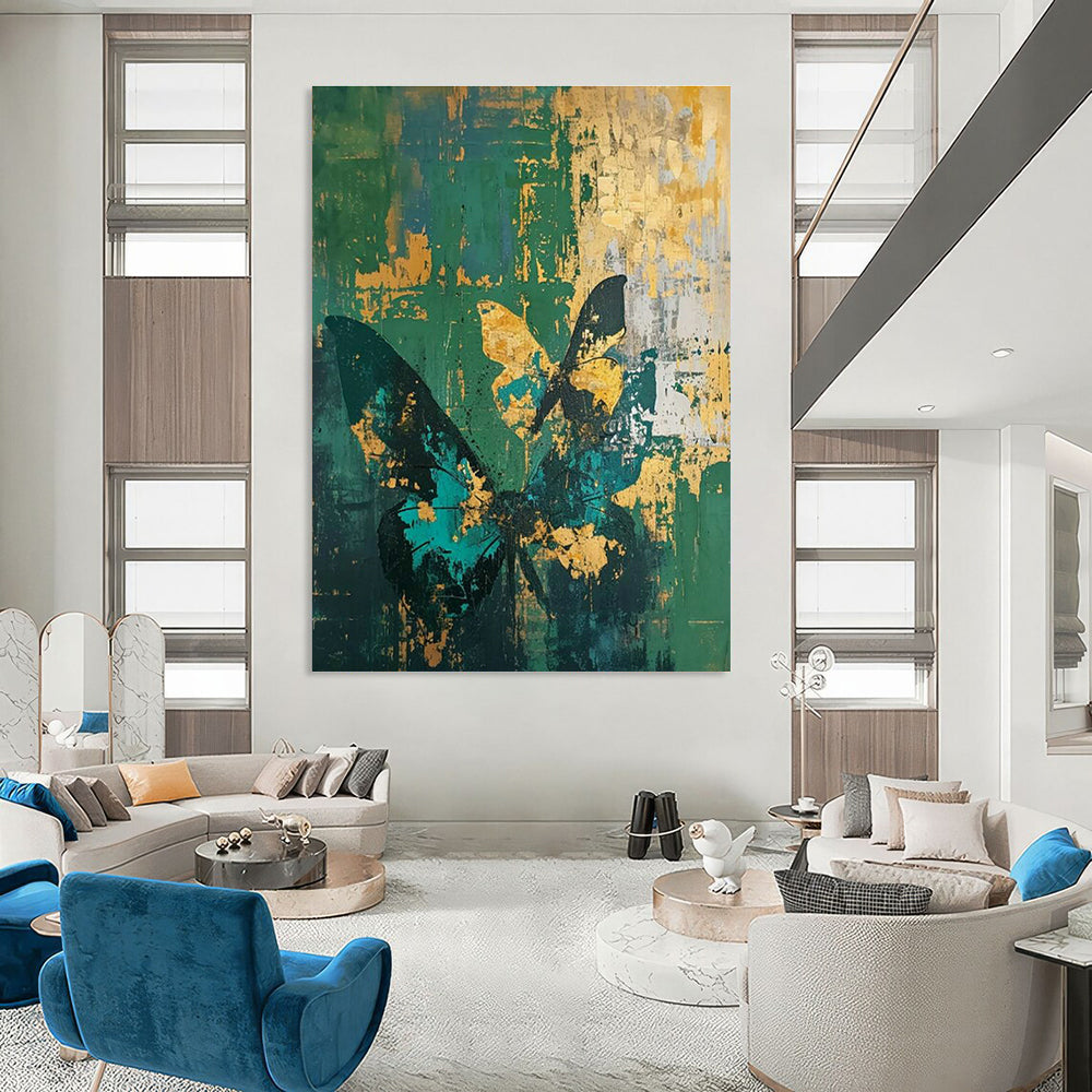 Gold - Green Butterfly Art for Bohemian Home Bedroom Accents & Eclectic Shop Dressing Areas DLZ0297