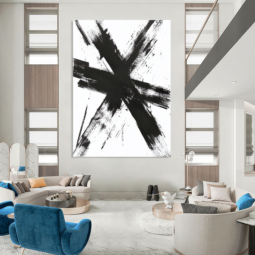 Bold Black Cross Strokes for Industrial - Style Loft & Modern Art Gallery STSC1243