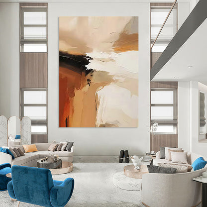 Beige - White Abstract Art for Living Room & Neutral - Toned Café DLZ1250