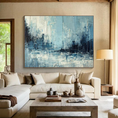 Blue - Grey Urban Abstract Art for Industrial - Style Loft DLZ2751