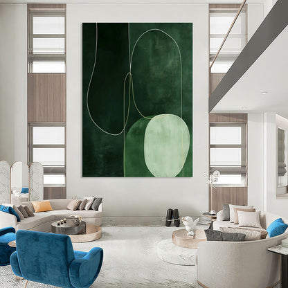 Green Geometric Abstract Art for Botanical - Themed Café & Modern Art Studio DLZ1834