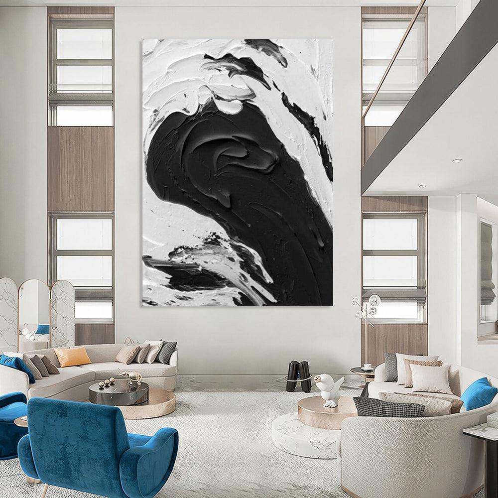 Black - White Dynamic Texture Art for Contemporary Art Space & Fashion Boutique DLZ2379