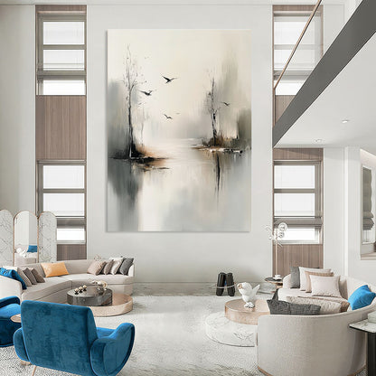 Misty River with Birds for Zen - Inspired Bedroom & Nature - Themed Lounge STSC351
