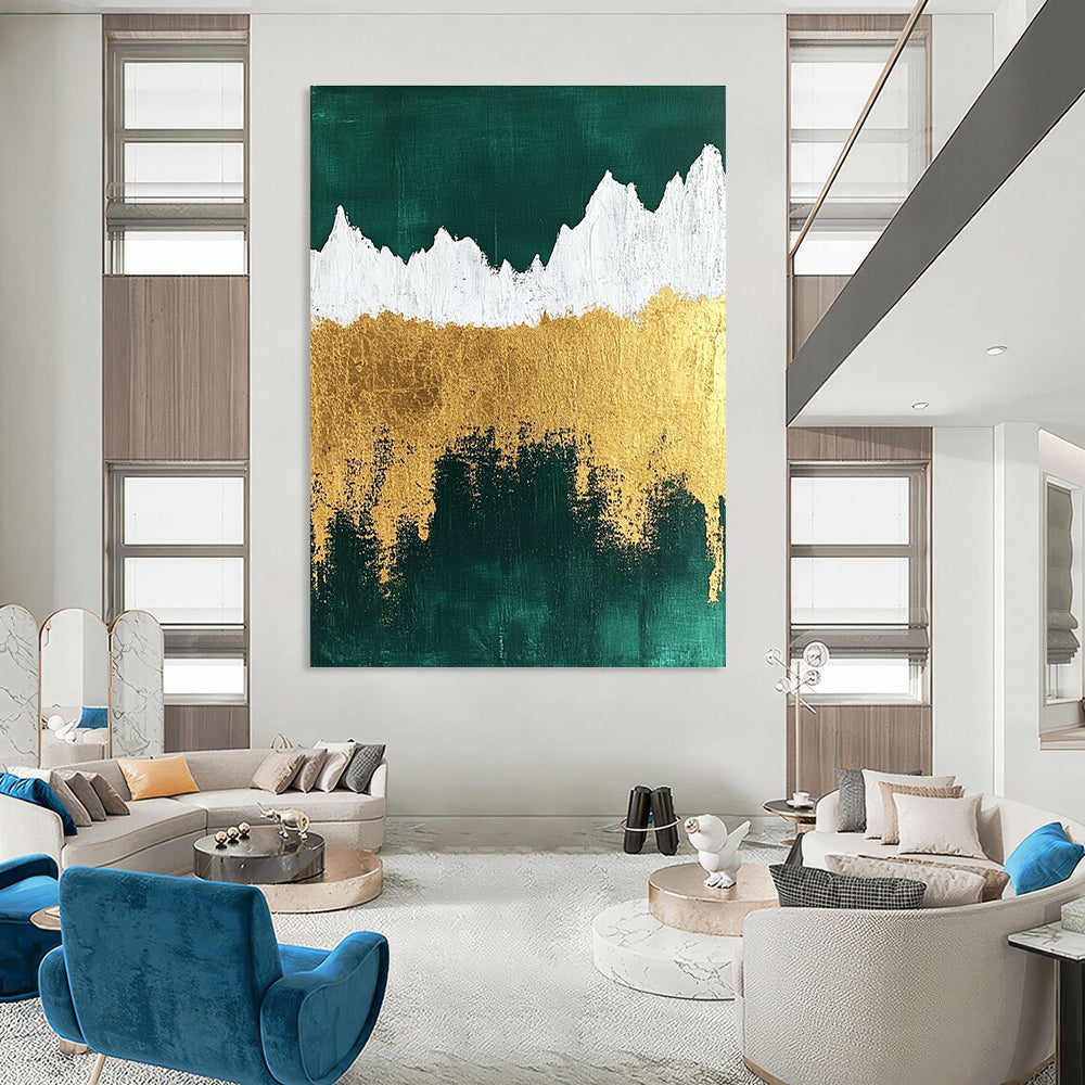 Bold Green - Gold Mountain Art for Hallway & Modern Home STSC067