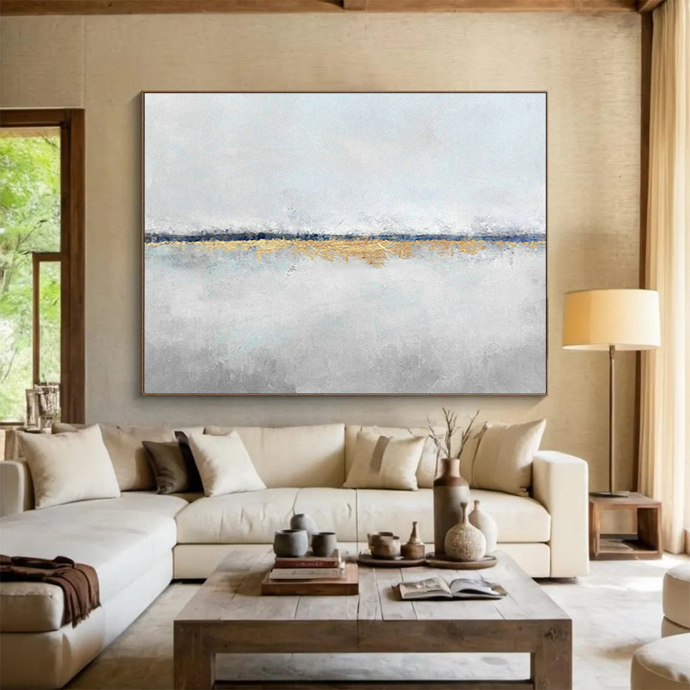 Gold - Foil Watercolor Abstract Art for Luxury Hotel Lobby Walls DLZ2603