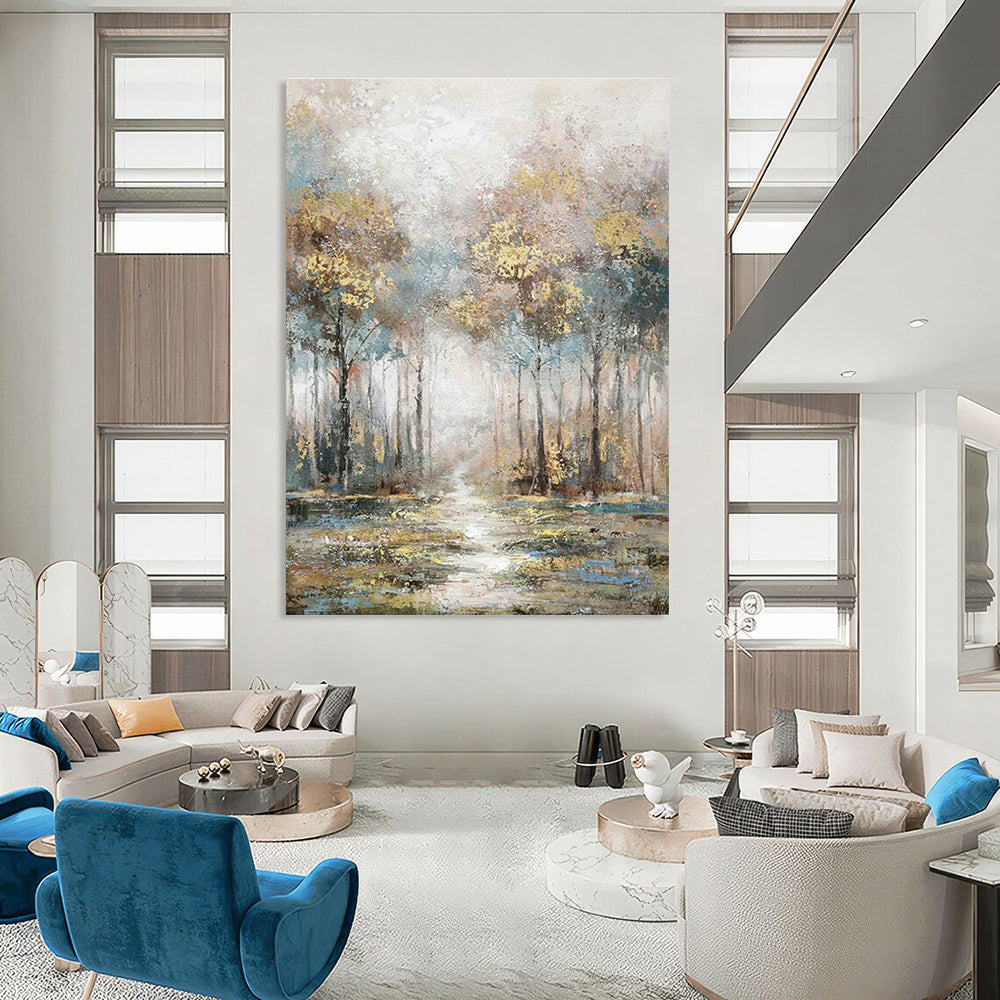 Misty Forest Path Art for Rustic Cabin Bedroom & Meditation Space DLZ2133