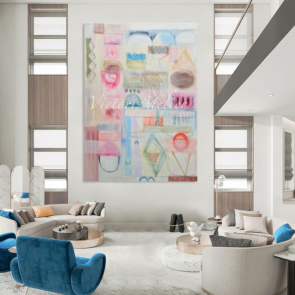 Pink - Toned Geometric Art for Scandinavian - Style Nursery Walls DLZ0091