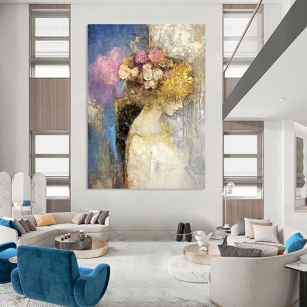 Woman with Floral Golden Headdress for Bohemian Bridal Suite & Art Gallery Exhibition STSC173