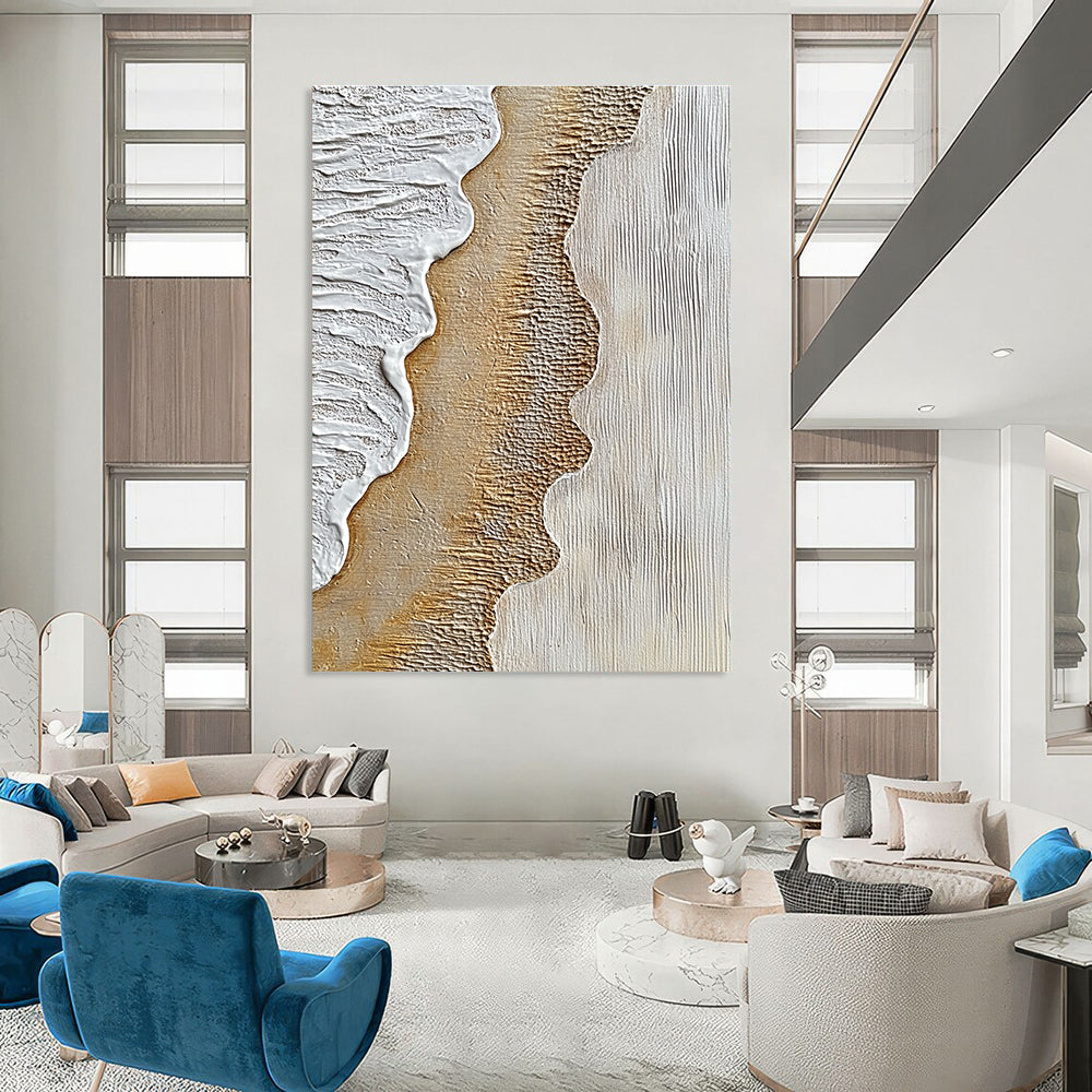 Textured Waves in Neutral Tones for Minimalist Home Office & Art Gallery Café STSC947