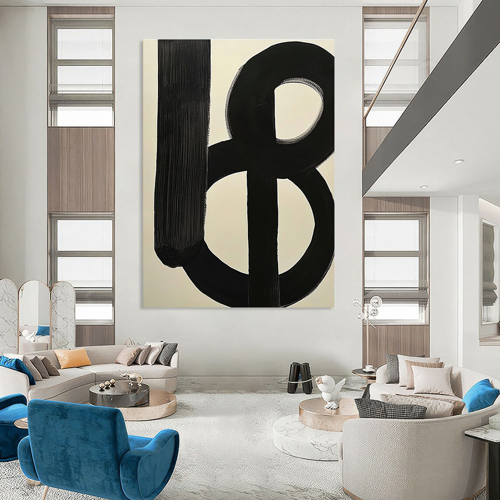 Black and White Abstract Forms for Minimalist Home Office & Contemporary Art Showroom STSC378