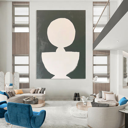 Abstract White Forms on Black for Modern Living Room & Art Gallery STSC1250