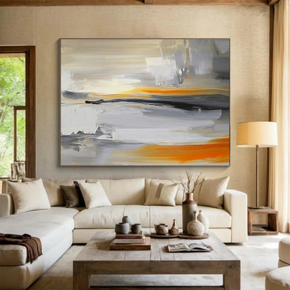 Gray and Orange Abstract Art for Modern Studio Apartment & Creative Agency Office SC175