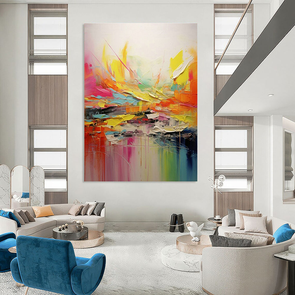 Color - Splashed Abstract Art for Modern Studio Loft & Vibrant Art Café DLZ1560