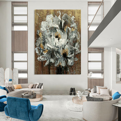 White Flowers with Gold Art for Luxury Home Bedroom & Art - Loving Spa DLZ2107
