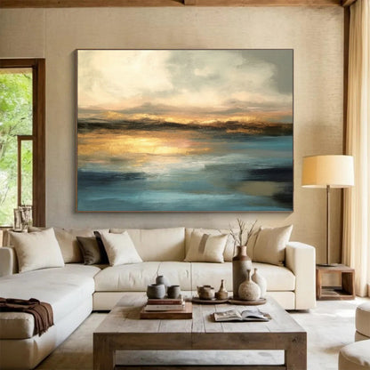 Warm - Toned Sunset Seaside Abstract Art for Cozy Bedroom DLZ2724