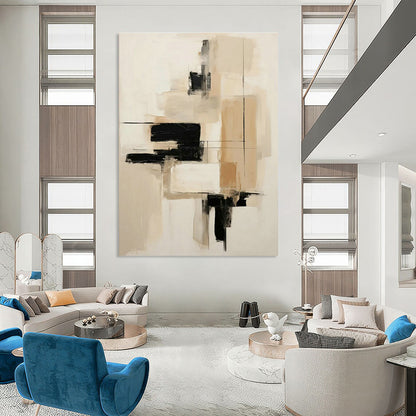 Neutral Geometric Abstract Art for Minimalist Office Reception & Scandinavian Living Room DLZ0843