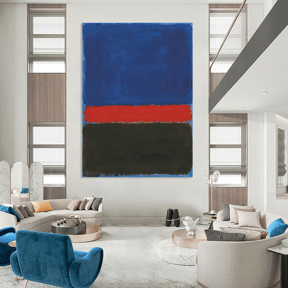 Blue - Red - Black Color Block Art for Living Room & Office DLZ0460