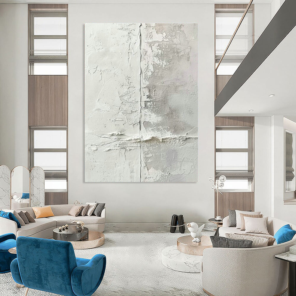 Gray - White Textured Abstract Art for Industrial - Chic Loft & Minimalist Art Gallery DLZ1913