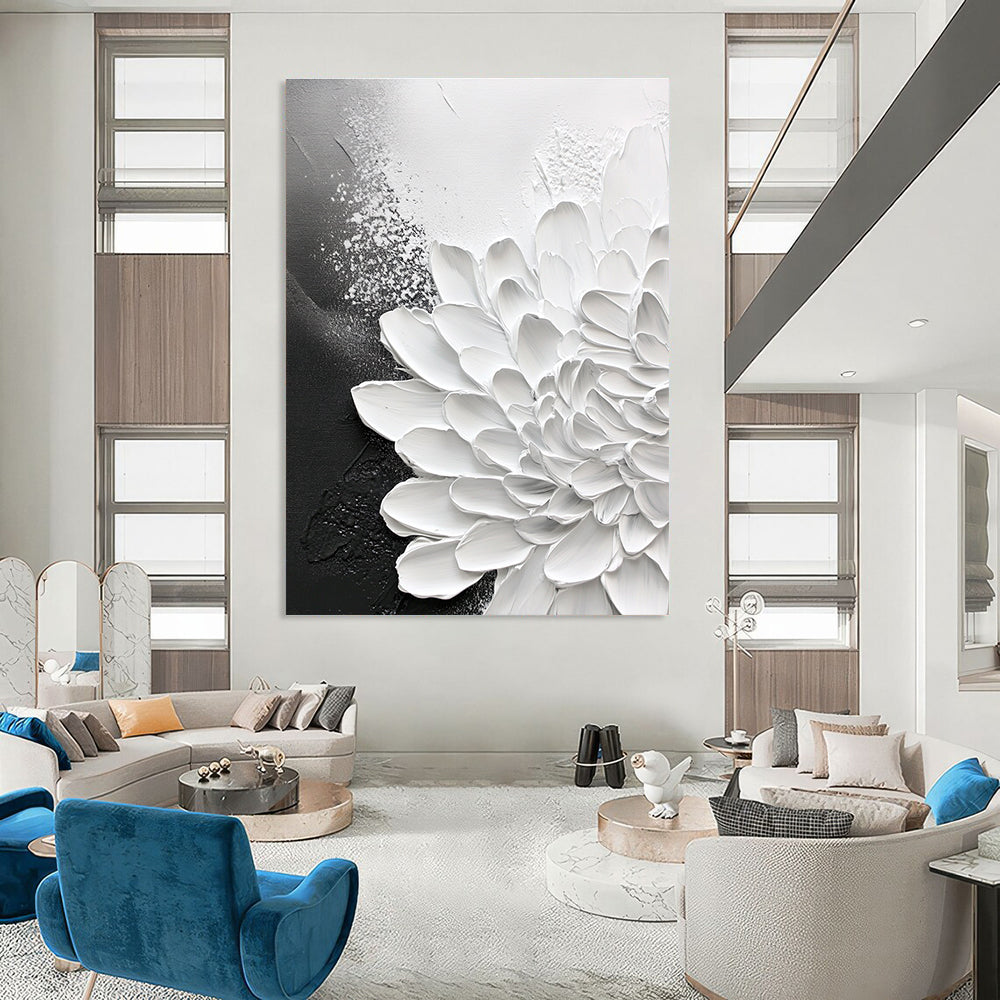 White Flower with Gray Accents for Modern Bedroom & Contemporary Living Room STSC518