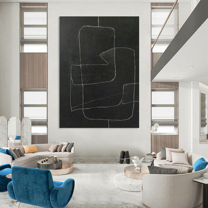 Chalkboard - Style Line Abstract Art for Industrial Café & Home Studio DLZ1157