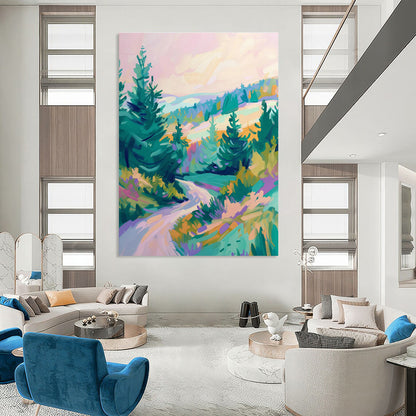 Mountain Forest Landscape Oil Painting for Ski Resort & Nature Lover’s Home DLZ0654