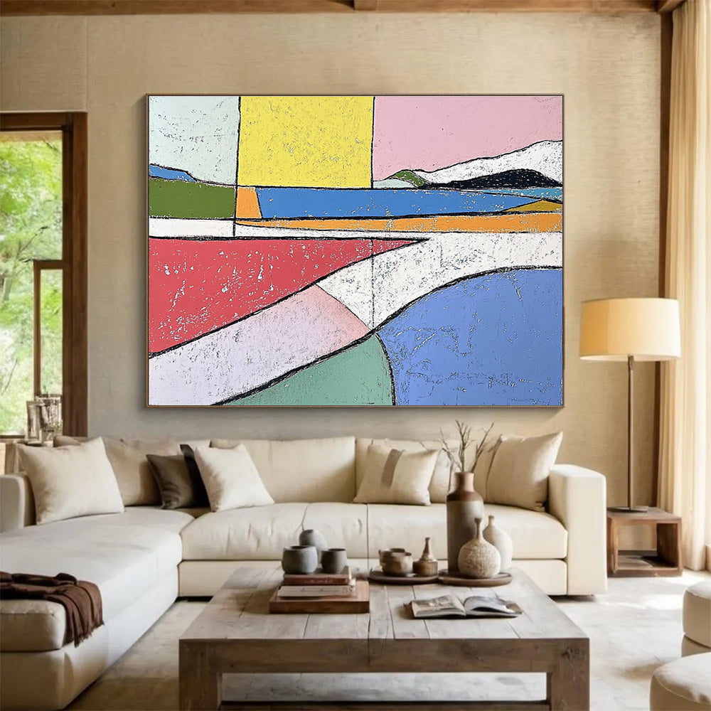 Geometric Landscape Collage Art for Contemporary Office Lounge & Art - Centric Café SC061