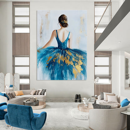 Ballerina in Blue and Gold for Dance Studio Waiting Area & Elegant Home Bedroom STSC155