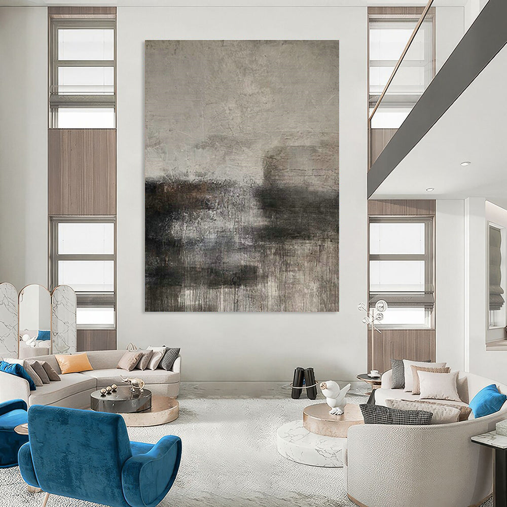 Gray - Brown Abstract Art for Industrial - Style Hotel Lobby Accents DLZ0194