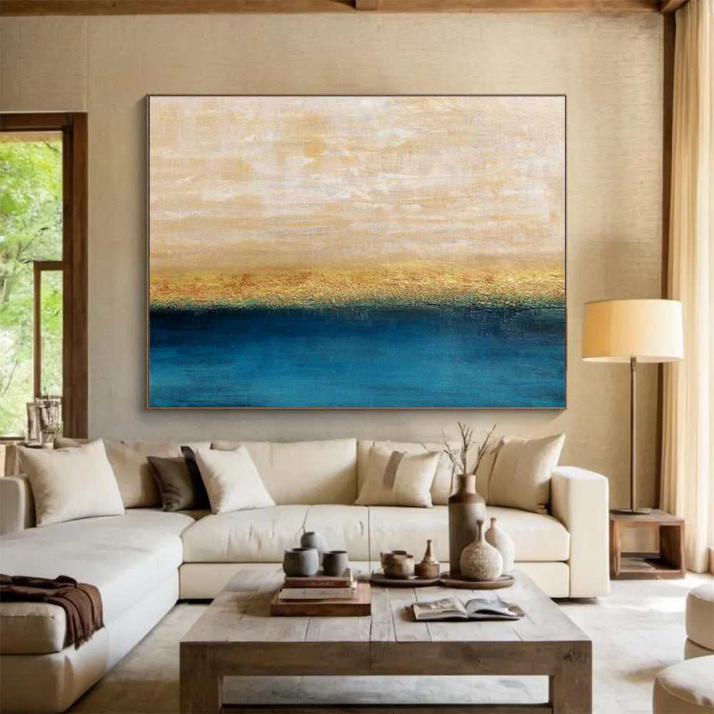 Serene Yellow and Blue Gradient Abstract Art for a Serene Balcony DLZ2401