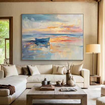 Boat on Calm Sea Art for Seaside Bed and Breakfast & Travel - Lover’s Study SC133