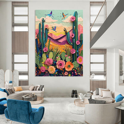 Colorful Desert Cactus Art for Southwest - Themed Boutique & Eclectic Home Entryway STSC1426