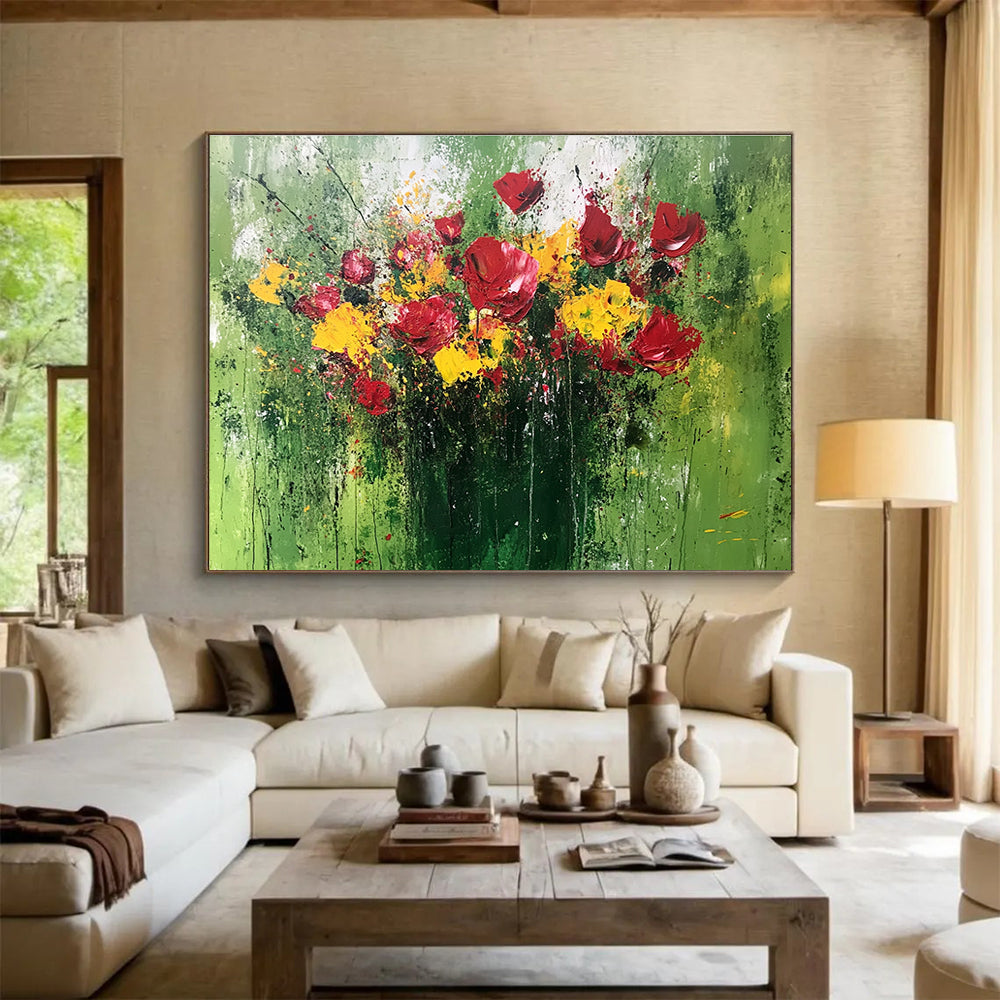 Expressive Flower Bouquet Art for Romantic Restaurant & Home Dining Room SC479