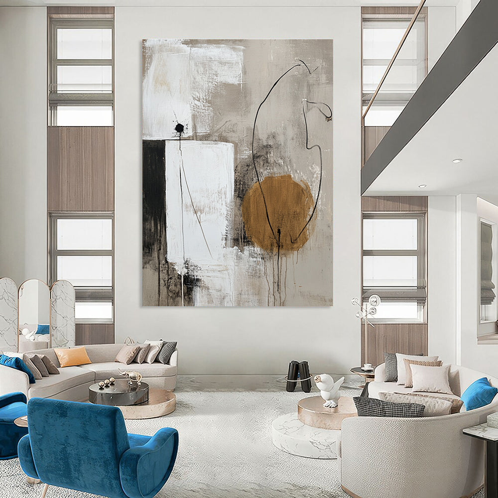 Geometric Neutral Tones Abstract for Minimalist Home Office & Art - Centric Library STSC777