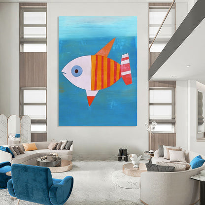 Colorful Striped Fish for Playful Children’s Bathroom & Coastal Home Nook STSC995