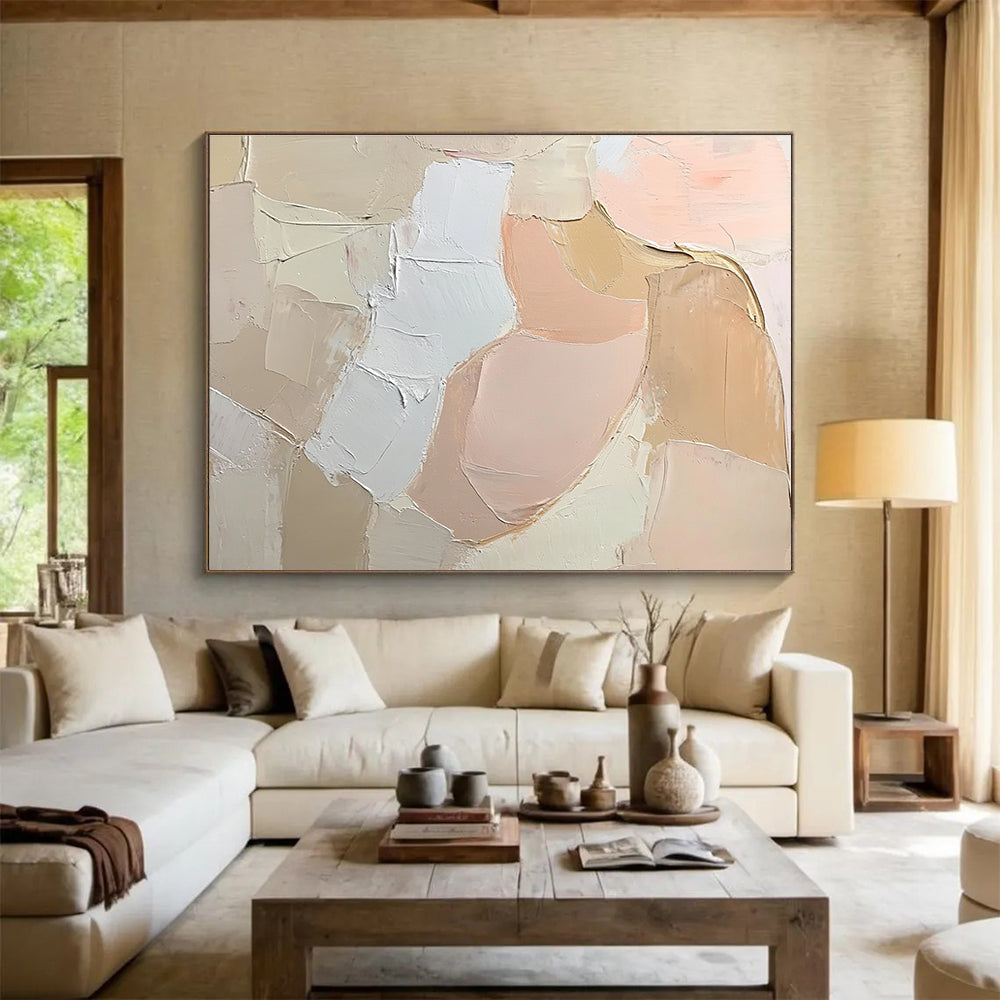 Soft Color Block Abstraction Art for Feminine Boudoir & Minimalist Café SC103