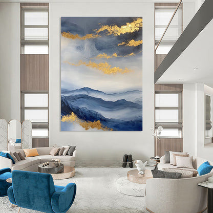 Golden Cloud Mountainscape for Luxury Home Decor & Asian - Inspired Spa STSC279