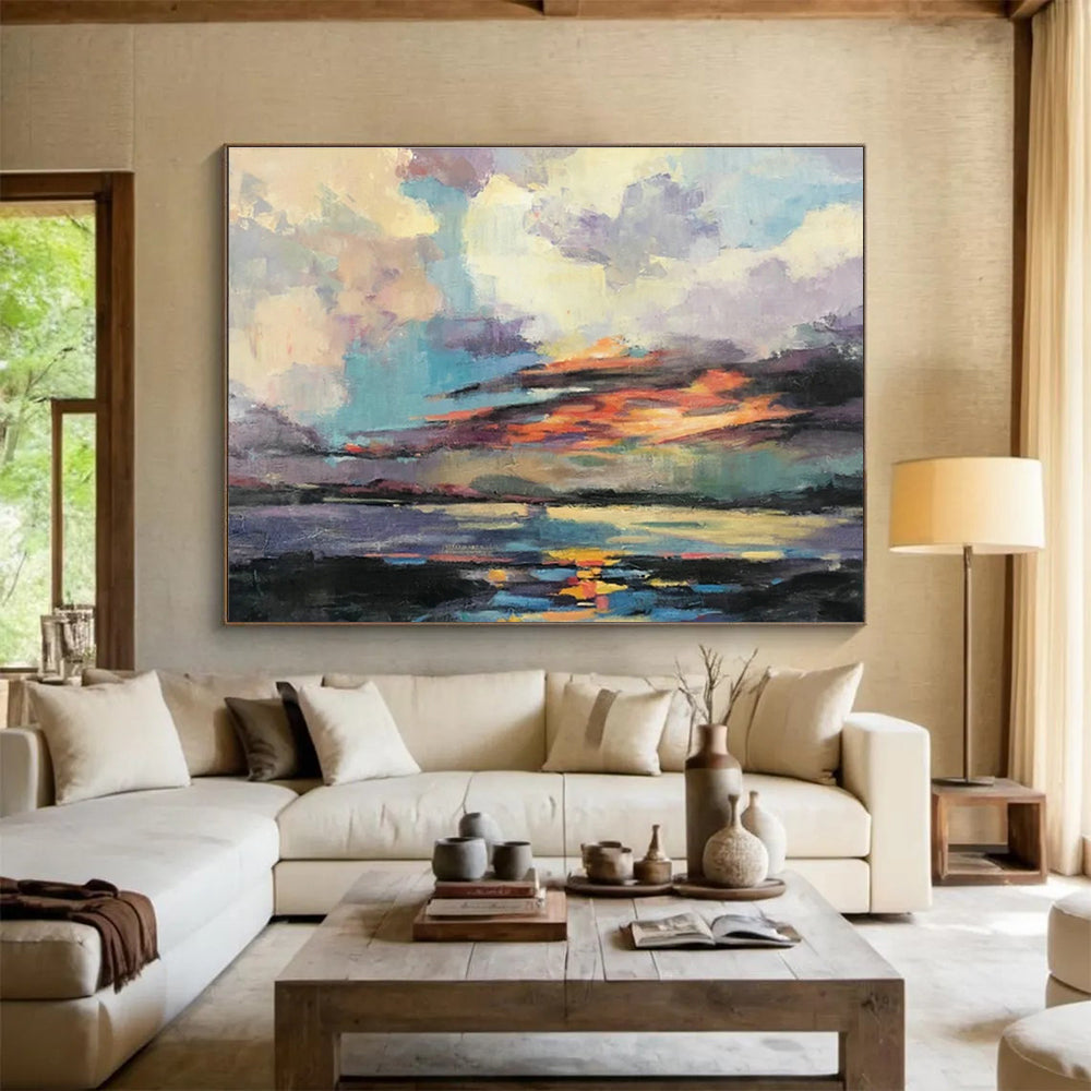 Sunset Sea View Abstract Art for Beachfront Hotel Balcony Lounges DLZ2581