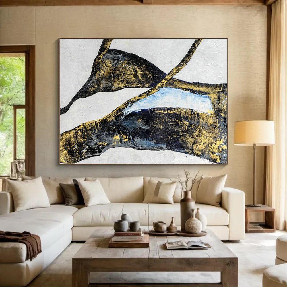 Luxury Black and Gold Abstract Art for a Luxurious Home Office DLZ2395