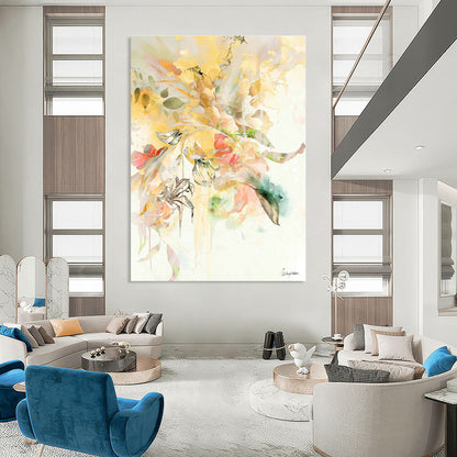Yellow Floral Watercolor Art for Summer - Themed Restaurant & Home Sunroom DLZ1094
