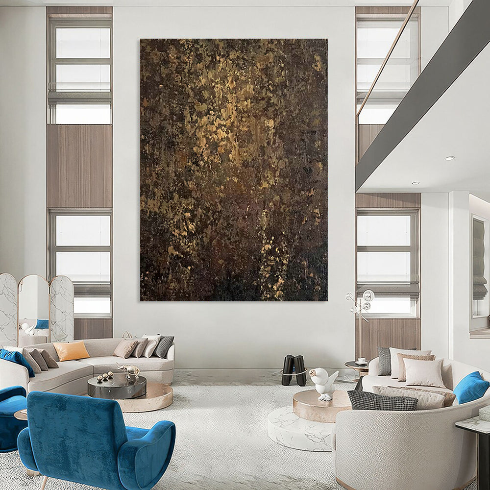 Dark Brown and Gold Textured Art for Sophisticated Study & Classic Wine Cellar DLZ0742