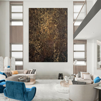 Dark Brown and Gold Textured Art for Sophisticated Study & Classic Wine Cellar DLZ0742