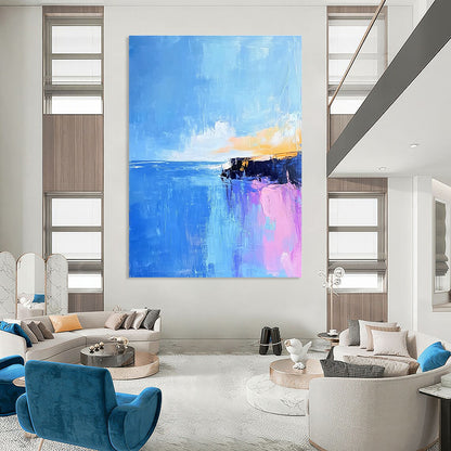 Blue Sea and Cliff Abstract for Nautical - Themed Home & Ocean - Lover’s Lounge STSC598