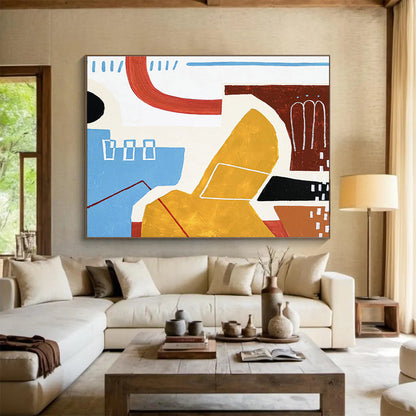 Blue - Yellow Geometric Abstract for Contemporary Bank Lounge DLZ2950
