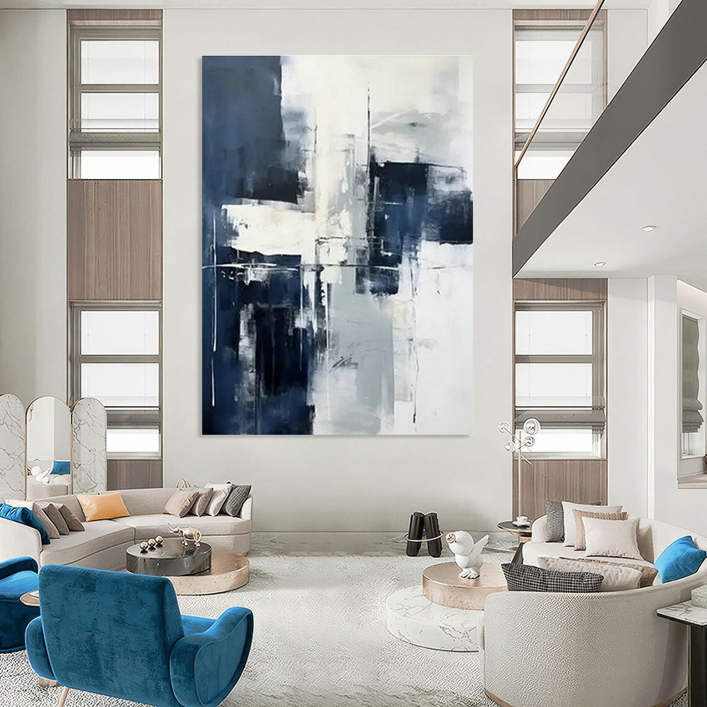 Blue - White Abstract Art for Coastal Home Nook & Corporate Wellness Room DLZ1725